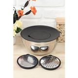 Mediterian 5'li rende ve karıştırma kabı seti, 24 cm, gri, dayanıklı çelik, pratik mutfak yardımcıları - 100 ml - Şeffaf