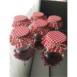 Mediterian 6 Adet Kırmızı Küçük Pötikareli Lastikli Kavanoz Kapağı Örtüsü, 500-999 ml - Altın - 1 - 1,3 lt