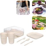 Mediterian 6 Kişilik Şeffaf Piknik Seti, Pratik ve Şık Tasarım, 3 Parça, Turuncu - 100 ml