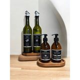 Mediterian 6'lı Gümüş Tıpa ve Pompalı Amber Cam Şişe Seti, Yağdanlık, Sabunluk, 750 ml, Kahverengi - 1 lt