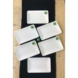Mediterian 6'lı Kare Mat Krem Seramik Kahvaltı Servis Seti, Beyaz, 31x21 cm