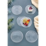 Mediterian 6'lı Şeffaf Cam Pasta ve Tatlı Tabağı Seti, 16cm, şık ve dayanıklı tasarım - Altın