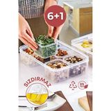 Mediterian 7 Parça Şeffaf Hava ve Sızdırmaz Saklama Kabı Seti, Mikrodalga ve Derin Dondurucu Uyumlu - 100 ml - 079 Buz Beyazı