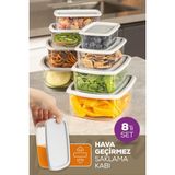 Mediterian 8'li Gri Hava Geçirmez Saklama Kabı Seti, 2x(250-1200ML), Plastik, Çok Amaçlı - 750 ml - Şeffaf