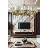 Mediterian 8'li Kristalli Taşlı Modern Salon ve Yatak Odası Avizesi, Metal, 60x70 ölçü - 1 - Ahşap