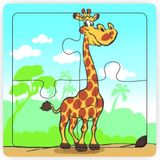 Mediterian Ahşap Mini Puzzle Zürafa Figür, 4 Parça, Eğlenceli ve Öğretici Oyuncak