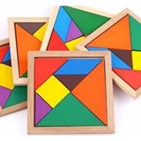 Mediterian Ahşap Tangram Puzzle, Çocuklar için Eğlenceli ve Öğretici Oyun, 8'li, 0-3 Yaş - 01P-Pembe