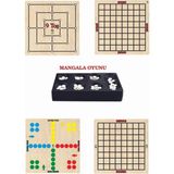 Mediterian Ahşap zeka oyun seti 5'li, taşlar, reversi, mangala, dama, kızma birader, 4-8 kişi, 4+ yaş