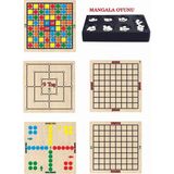 Mediterian Ahşap Zeka Oyunları, 8+ oyuncu, 5+ yaş, Atla, Topla, Mangala, 9 Taş, Reversi, Dama