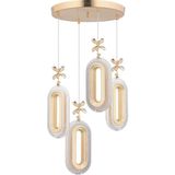 Mediterian Altı Parçalı Gold Renkli Kumandalı LED Kristal Avize, Modern ve Şık Tasarım - 1 - Ahşap