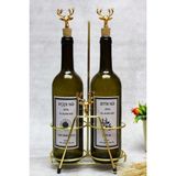 Mediterian Altın renkli geyik aksesuarlı şık standlı yağdanlık, zarif ve kullanışlı tasarım, 750-999 ml - Gold - 1 lt