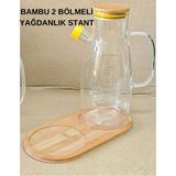Mediterian Bambu 2 Bölmeli Yağdanlık ve Sabunluk Seti, Şık ve Kullanışlı Bej Tasarım - Ahşap - 1 lt