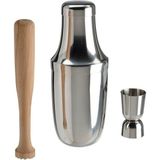 Mediterian Bar Kokteyl Seti Paslanmaz Çelik Çalkalayıcı Hacim 600 ml Ikea Shaker Set Tokmak ve Ölçek - Gri