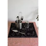 Mediterian Baskılı silikon bulaşık kurutma matı 46x36 cm, siyah, kurulama bezi örtüsü
