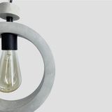 Mediterian Beton Minimalist Halka Tavan Aydınlatması, İskandinav Tarzı Salon Avizesi - 1 - Ahşap