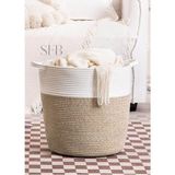 Mediterian Beyaz Hasır Dekoratif Sepet 30x30cm, Organizer ve Saksı İçin Uygun, Jüt Materyal - 30 x 30 cm - Acorn