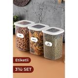 Mediterian Beyaz Kare Saklama Kabı 3'lü Set, Orta Boy, 1,2 Litre, Plastik, Şık ve Kullanışlı - 100 ml - Şeffaf