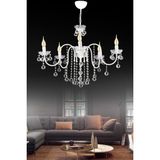 Mediterian Beyaz Kristal Taşlı 5'li Lüks Avize, 70x70 cm, şık ve parlak aydınlatma sağlar - 1 - Ahşap