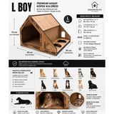 Mediterian Büyük Irk Köpek Kulübesi L Boy - Ahşap Gürgen Plywood Mama ve Su Kaplı SuGeçirmez Kulübe