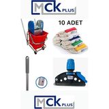 Mediterian Çelik Presli Temizlik Arabası ve Paspas Seti + Islak Mop, Pratik ve Renkli Temizlik Çözümü - Altın