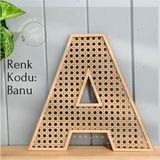 Mediterian Çocuk odası renkli ahşap rattan harf kapı ve duvar süsü, 1+ yaş - Ahşap Desenli