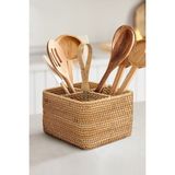 Mediterian El Yapımı Renkli Kare Rattan Kaşıklık, Seramik, 40x50, Şık ve Doğal Tasarım