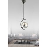 Mediterian Füme Camlı Evren Tekli Sarkıt, Metal Materyalli, 22x16 Boyut, Modern Antre ve Genç Odası Avizesi - Ahşap