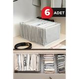 Mediterian Gri Akordiyon Organizer 6'lı set, düzen ve şıklık sağlayan kumaş malzeme - Ahşap Rengi