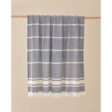 Mediterian Gri Şık Koltuk Şalı, Ev Dekorasyonuna Zarif Dokunuş, Pamuk Polyester, 130x170
