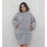 Mediterian Gri Welsoft peluş polar giyilebilir battaniye ve pijama, sıcak ve konforlu kullanım sağlar
