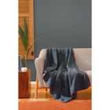 Mediterian İndigo renkli, 115x160 cm, yumuşak ve şık polyester battaniye