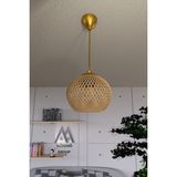Mediterian Kahverengi Hasır Sarkıt Top Avize, Modern ve Şık Tasarım, Ahşap Malzeme, 20x65 Boyut - 1