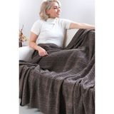 Mediterian Kahverengi örgü triko koltuk ve çocuk battaniyesi, 130x150 cm, yumuşak ve şık tasarım
