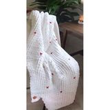 Mediterian Kalpli peluş battaniye 100x160, yumuşak, sıcak ve şık beyaz renkli uyku arkadaşı