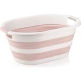 Mediterian Katlanabilir 38LT Çamaşır Sepeti Beyaz ve Soft Pembe renkli, hafif ve pratik kullanım sağlar - Acorn