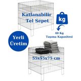 Mediterian Katlanabilir Metal Sepet, Çok Amaçlı, Dayanıklı ve Hafif, Bej Renk, 70 L - Acorn