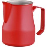 Mediterian Kırmızı Kaplama 500 ml Paslanmaz Çelik Süt Potu, Barista Tarzı, Beyaz Renk - Ahşap Rengi