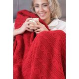 Mediterian Kırmızı Örgü Çocuk Battaniyesi 130x150 Sıcacık ve Yumuşak Tasarım