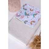 Mediterian Krem Renkli Pamuklu Bebek Battaniyesi ve Müslin Pike Seti 100x81 - 30 x 40 cm - --