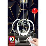 Mediterian Kumandalı 3 Renk Led Avize, Modern Tasarım, Alüminyum, 34x24 Boyut - 1 - Ahşap