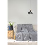 Mediterian Lacivert tek kişilik koltuk ve TV battaniyesi, pamuklu, kırışmaya dayanıklı, 170x210 cm