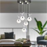 Mediterian Lokken 5'li Yuvarlak 42 Watt Krom Kristal Ledli Modern Oturma Odası Salon Sarkıt Avize - 1 - Ahşap