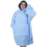 Mediterian Mavi Peluş Polar Giyilebilir Battaniye Pijama, sıcak ve rahat uyku konforu sağlar.