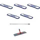 Mediterian Mavi Statik Toz Mop Takımı, 80 cm, 5'li set, tutucu ve saplı, temizlik pratikliği - Altın