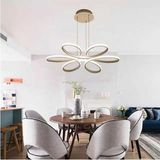 Mediterian Modern 6'lı LED Sarkıt Avize, şık tasarım, alüminyum, 61x61 cm, beyaz renk - Ahşap
