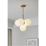 Mediterian Modern balon camlı 5'li avize, eskitme gold detay, şık ve göz alıcı sarı renk tasarım - 1 - Ahşap