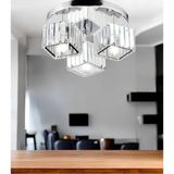 Mediterian Modern Kristal Taşlı 3'lü Karelı Avize, Metal Krom, 30x60, Salon ve Mutfak İçin - 1 - Ahşap