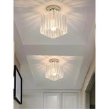 Mediterian Modern Kristal Taşlı Kare Avize, Oturma ve Antre İçin Parlak Tasarım, Krom 16x23 - Ahşap
