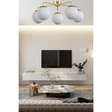 Mediterian Modern şık 5li cam avize, sade tasarım, parlak beyaz, 55x35 ölçü - 1 - Ahşap