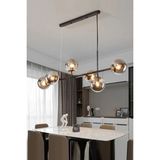Mediterian Modern siyah kasa, gold detaylı füme globe cam avize, 6'lı set, metal materyal - 1 - Ahşap
